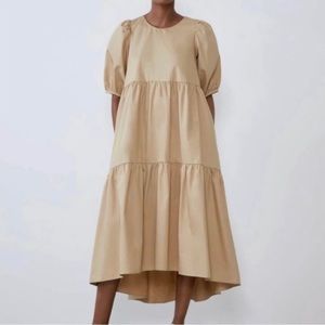 Zara puff sleeve asymmetrical dress